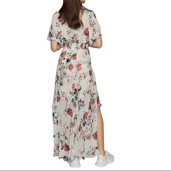 Maje Rachelle Asymmetric Hem Floral Print Maxi Dress - Picture 3 of 4